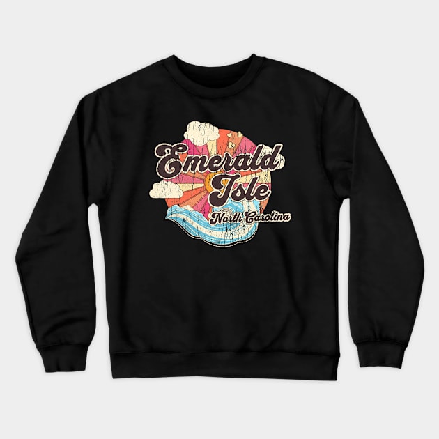 Emerald Isle, NC Summertime Vacationing Beachgoing Waves Crewneck Sweatshirt by Contentarama